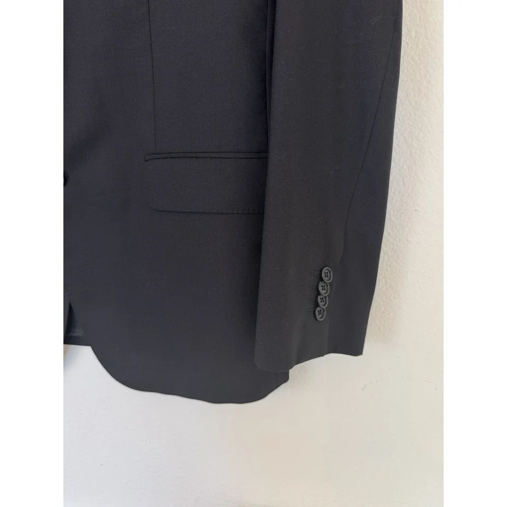 Massimo Dutti Wool‎ Blazer Sport Coat Black Size 44 2-Button Double Vented